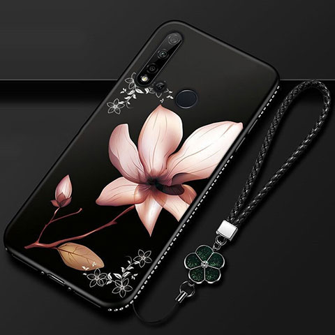 Handyhülle Silikon Hülle Gummi Schutzhülle Flexible Blumen für Huawei Nova 5i Braun