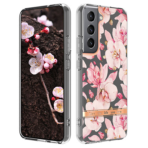 Handyhülle Silikon Hülle Gummi Schutzhülle Flexible Blumen für Samsung Galaxy S22 5G Rosa