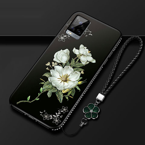 Handyhülle Silikon Hülle Gummi Schutzhülle Flexible Blumen für Vivo V20 Pro 5G Schwarz