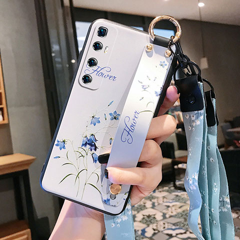 Handyhülle Silikon Hülle Gummi Schutzhülle Flexible Blumen für Xiaomi Mi 10 Ultra Weiß