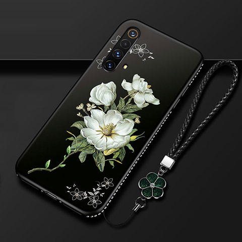 Handyhülle Silikon Hülle Gummi Schutzhülle Flexible Blumen S01 für Realme X50 5G Weiß