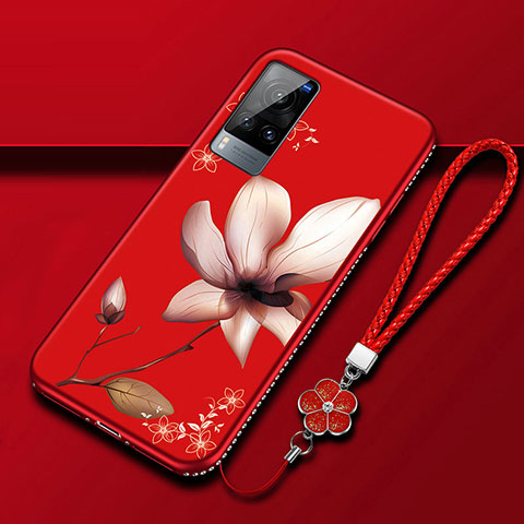 Handyhülle Silikon Hülle Gummi Schutzhülle Flexible Blumen S01 für Vivo X60 5G Rosa