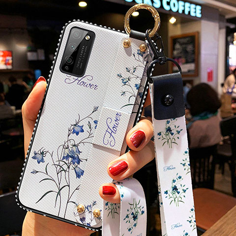 Handyhülle Silikon Hülle Gummi Schutzhülle Flexible Blumen S02 für Huawei Honor 30 Lite 5G Weiß
