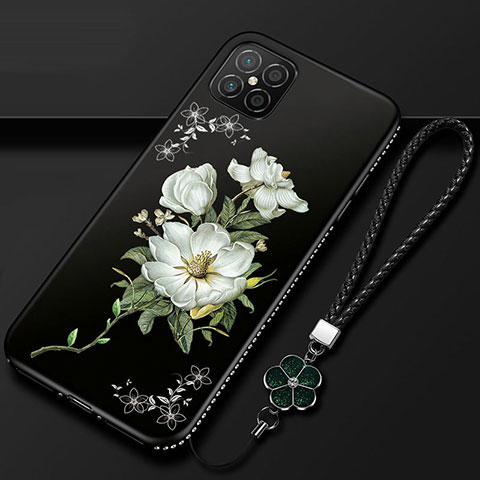 Handyhülle Silikon Hülle Gummi Schutzhülle Flexible Blumen S03 für Huawei Nova 8 SE 5G Schwarz