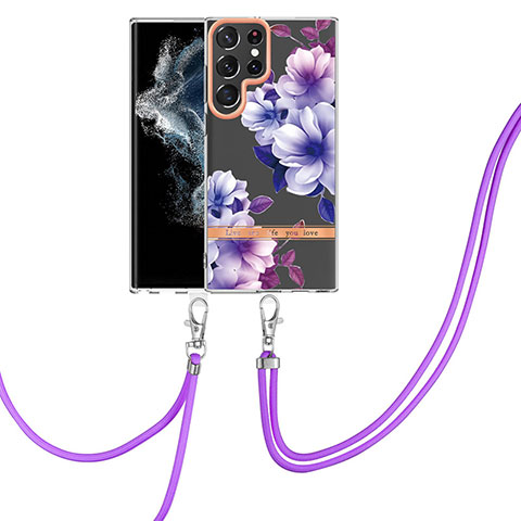 Handyhülle Silikon Hülle Gummi Schutzhülle Flexible Modisch Muster Y22B für Samsung Galaxy S23 Ultra 5G Violett