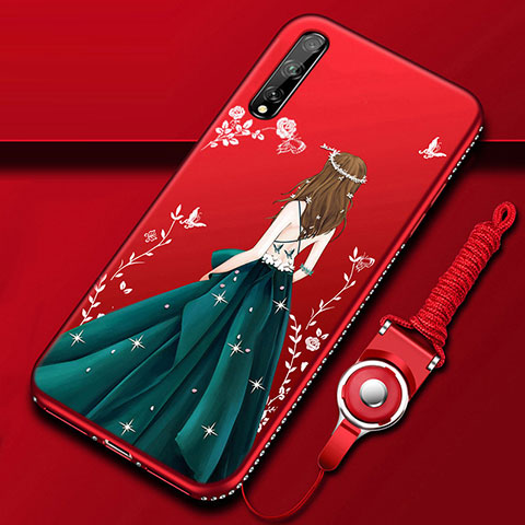 Handyhülle Silikon Hülle Gummi Schutzhülle Flexible Motiv Kleid Mädchen für Huawei Enjoy 10S Plusfarbig