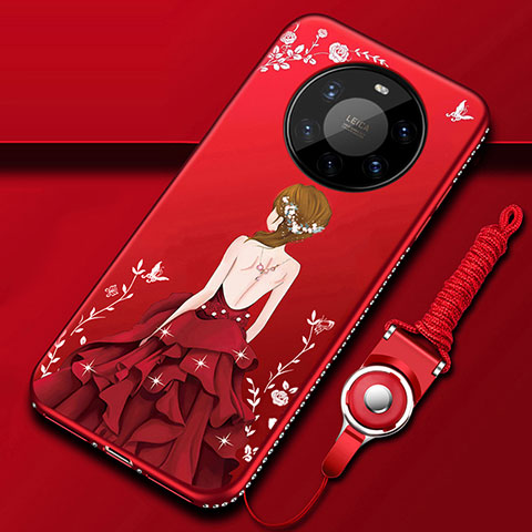 Handyhülle Silikon Hülle Gummi Schutzhülle Flexible Motiv Kleid Mädchen für Huawei Mate 40 Pro+ Plus Rot