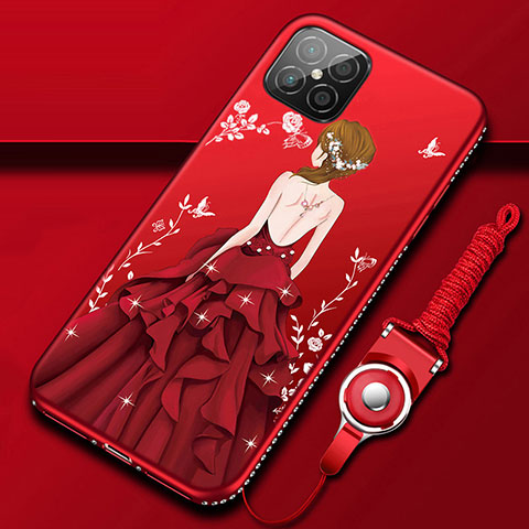 Handyhülle Silikon Hülle Gummi Schutzhülle Flexible Motiv Kleid Mädchen für Huawei Nova 8 SE 5G Rot