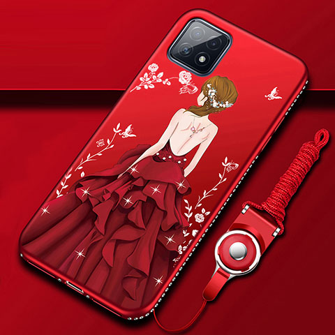 Handyhülle Silikon Hülle Gummi Schutzhülle Flexible Motiv Kleid Mädchen für Oppo A73 5G Rot