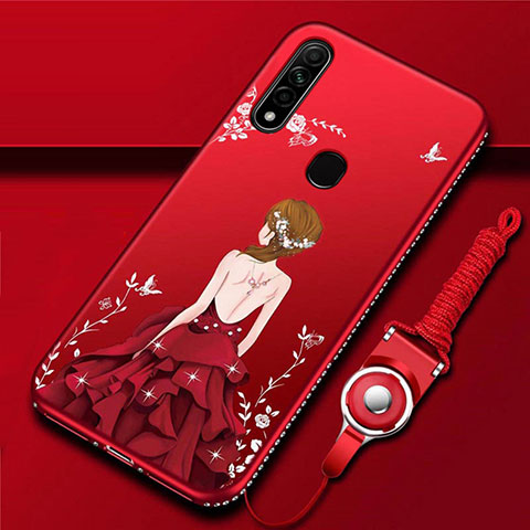 Handyhülle Silikon Hülle Gummi Schutzhülle Flexible Motiv Kleid Mädchen für Oppo A8 Rot