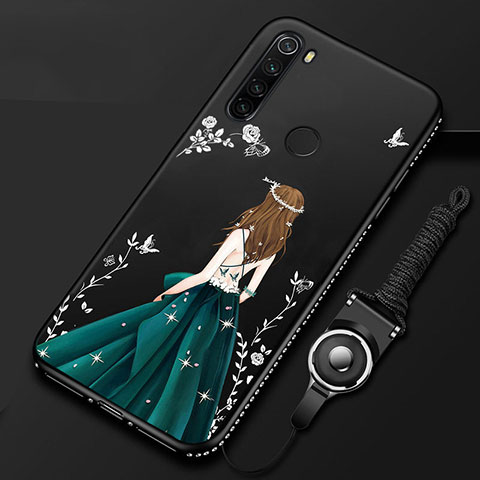 Handyhülle Silikon Hülle Gummi Schutzhülle Motiv Kleid Mädchen für Xiaomi Redmi Note 8 Schwarz