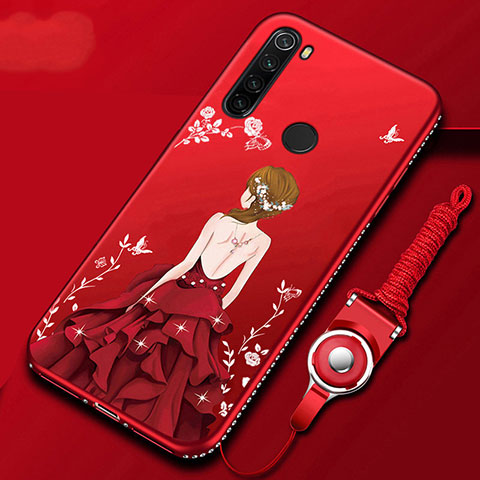 Handyhülle Silikon Hülle Gummi Schutzhülle Motiv Kleid Mädchen für Xiaomi Redmi Note 8T Rot