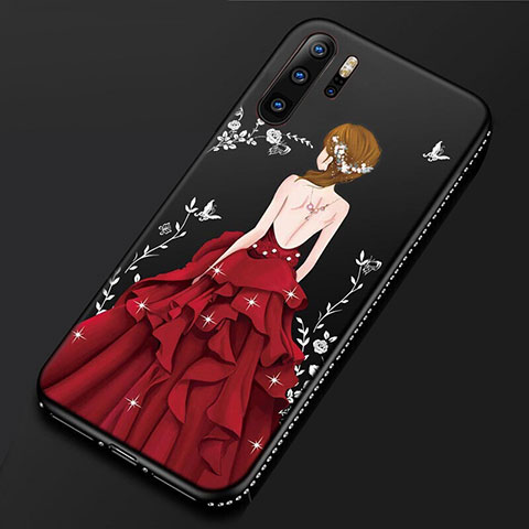 Handyhülle Silikon Hülle Gummi Schutzhülle Motiv Kleid Mädchen S01 für Huawei P30 Pro Rot