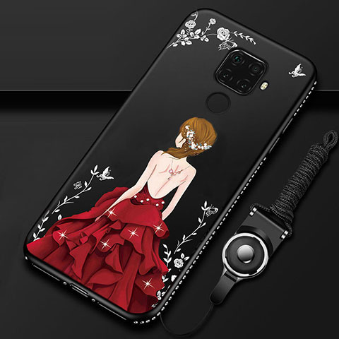 Handyhülle Silikon Hülle Gummi Schutzhülle Motiv Kleid Mädchen S02 für Huawei Nova 5z Rot und Schwarz