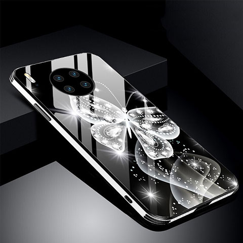 Handyhülle Silikon Hülle Rahmen Schutzhülle Spiegel Blumen C01 für Huawei Mate 30 5G Schwarz