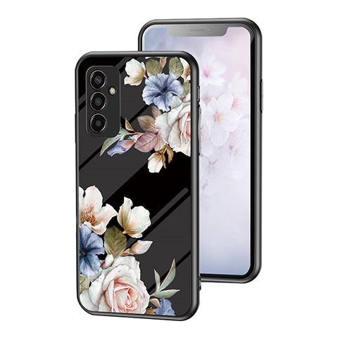 Handyhülle Silikon Hülle Rahmen Schutzhülle Spiegel Blumen für Samsung Galaxy M13 4G Schwarz