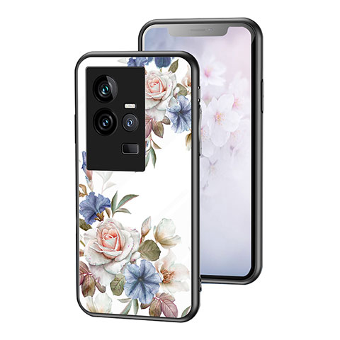 Handyhülle Silikon Hülle Rahmen Schutzhülle Spiegel Blumen für Vivo iQOO 11 5G Weiß
