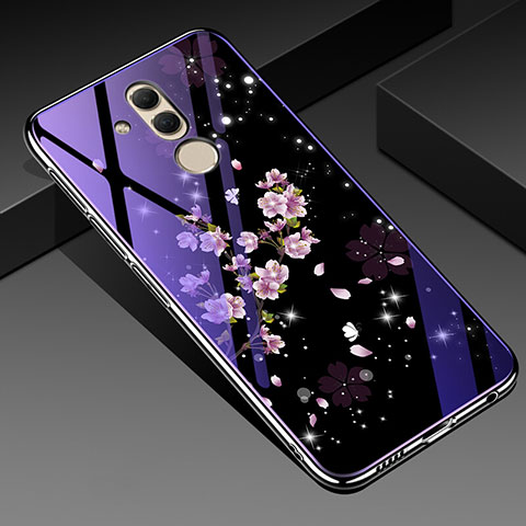 Handyhülle Silikon Hülle Rahmen Schutzhülle Spiegel Blumen H01 für Huawei Mate 20 Lite Violett