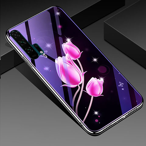 Handyhülle Silikon Hülle Rahmen Schutzhülle Spiegel Blumen K02 für Huawei Honor 20 Pro Pink