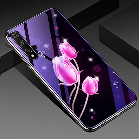 Handyhülle Silikon Hülle Rahmen Schutzhülle Spiegel Blumen S01 für Huawei Honor 20 Pink