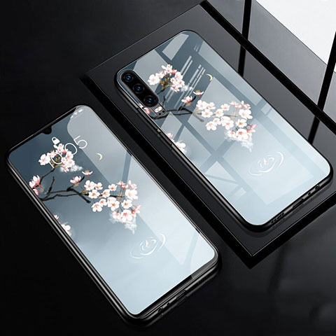 Handyhülle Silikon Hülle Rahmen Schutzhülle Spiegel Modisch Muster F01 für Huawei P30 Grau