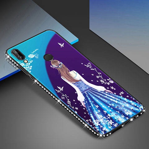 Handyhülle Silikon Hülle Rahmen Schutzhülle Spiegel Modisch Muster für Huawei Nova 3e Blau