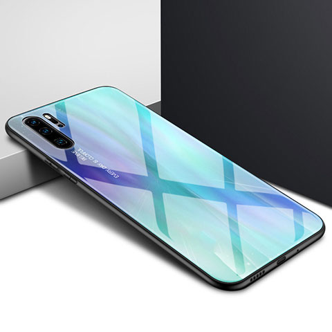 Handyhülle Silikon Hülle Rahmen Schutzhülle Spiegel Modisch Muster K02 für Huawei P30 Pro New Edition Blau