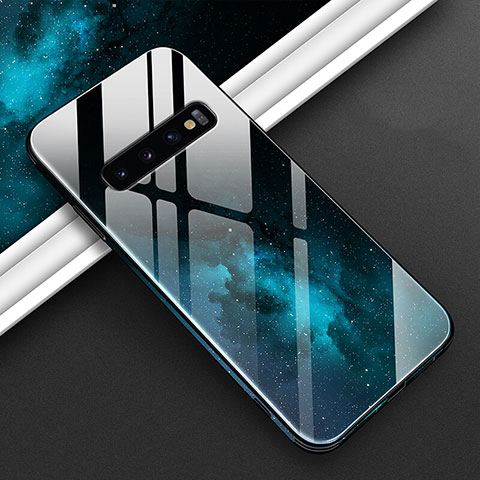 Handyhülle Silikon Hülle Rahmen Schutzhülle Spiegel Modisch Muster K06 für Samsung Galaxy S10 5G Cyan