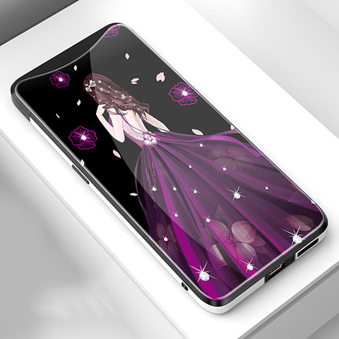 Handyhülle Silikon Hülle Rahmen Schutzhülle Spiegel Motiv Kleid Mädchen für Oppo Find X Violett