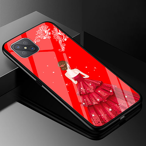 Handyhülle Silikon Hülle Rahmen Schutzhülle Spiegel Motiv Kleid Mädchen für Oppo Reno4 Z 5G Rot