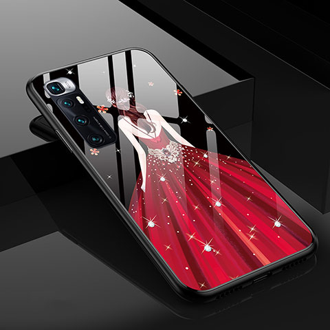 Handyhülle Silikon Hülle Rahmen Schutzhülle Spiegel Motiv Kleid Mädchen für Xiaomi Mi 10 Ultra Rot