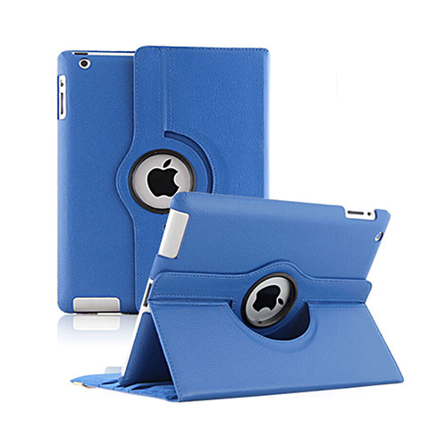 Handytasche Rotierende Schutzhülle Leder für Apple iPad 2 Blau