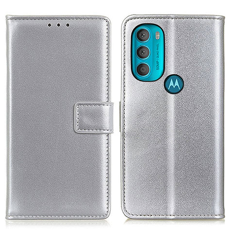 Handytasche Stand Schutzhülle Flip Leder Hülle A08D für Motorola Moto G71 5G Silber