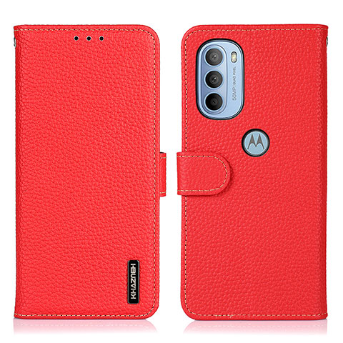 Handytasche Stand Schutzhülle Flip Leder Hülle B01H für Motorola Moto G41 Rot
