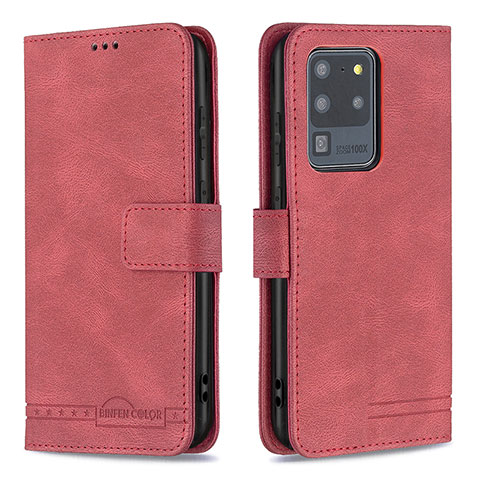 Handytasche Stand Schutzhülle Flip Leder Hülle B05F für Samsung Galaxy S20 Ultra 5G Rot