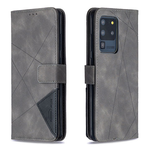 Handytasche Stand Schutzhülle Flip Leder Hülle B08F für Samsung Galaxy S20 Ultra Grau