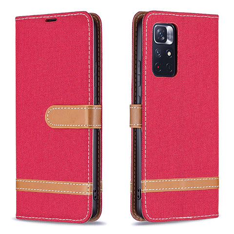Handytasche Stand Schutzhülle Flip Leder Hülle B16F für Xiaomi Redmi Note 11T 5G Rot