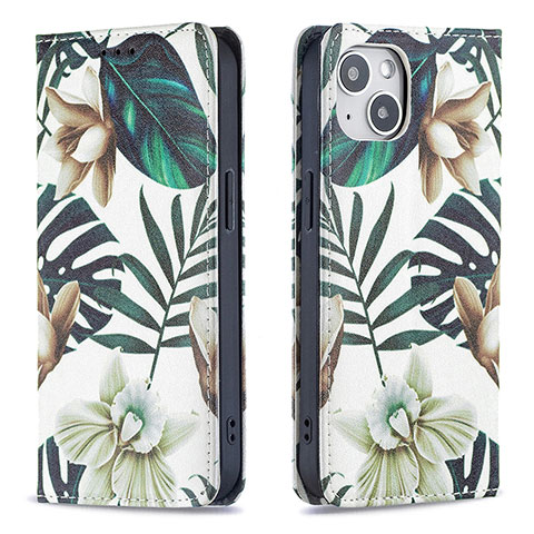 Handytasche Stand Schutzhülle Flip Leder Hülle Blumen für Apple iPhone 13 Plusfarbig