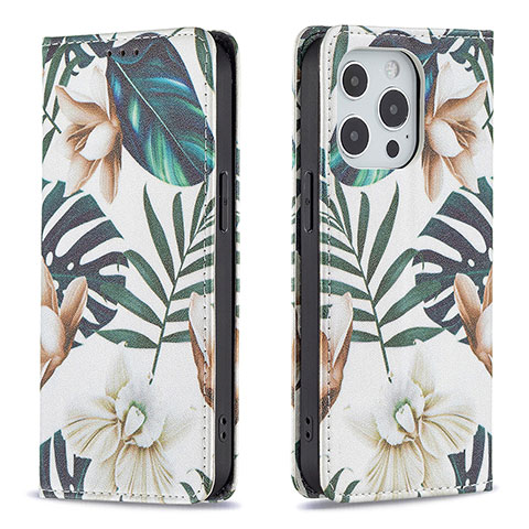 Handytasche Stand Schutzhülle Flip Leder Hülle Blumen L01 für Apple iPhone 13 Pro Plusfarbig