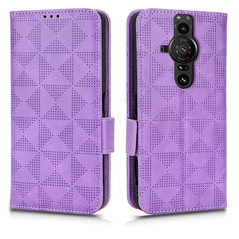 Handytasche Stand Schutzhülle Flip Leder Hülle C02X für Sony Xperia PRO-I Violett