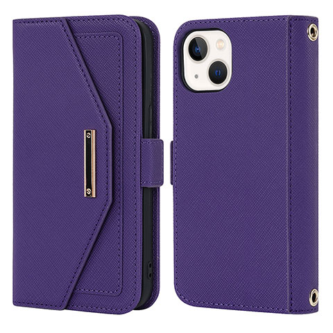 Handytasche Stand Schutzhülle Flip Leder Hülle D07T für Apple iPhone 14 Plus Violett