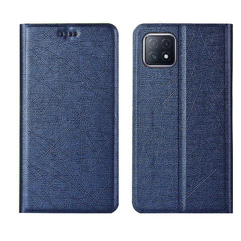 Handytasche Stand Schutzhülle Flip Leder Hülle für Oppo A73 5G Blau