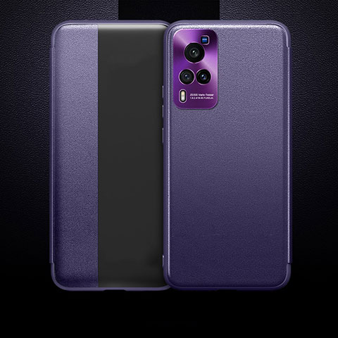 Handytasche Stand Schutzhülle Flip Leder Hülle für Vivo X60 Pro 5G Violett