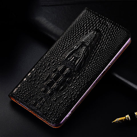 Handytasche Stand Schutzhülle Flip Leder Hülle H03P für Motorola Moto G30 Schwarz