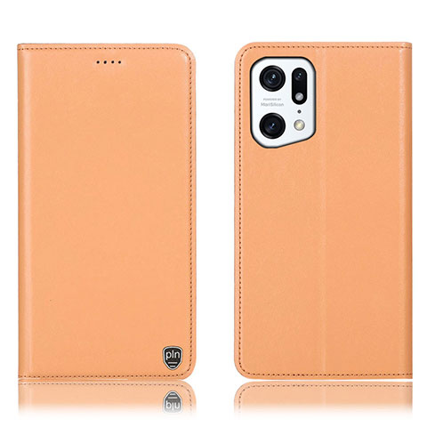 Handytasche Stand Schutzhülle Flip Leder Hülle H21P für Oppo Find X5 Pro 5G Orange