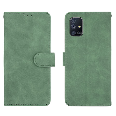 Handytasche Stand Schutzhülle Flip Leder Hülle L01Z für Samsung Galaxy M51 Grün