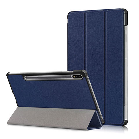 Handytasche Stand Schutzhülle Flip Leder Hülle L02 für Samsung Galaxy Tab S7 4G 11 SM-T875 Blau