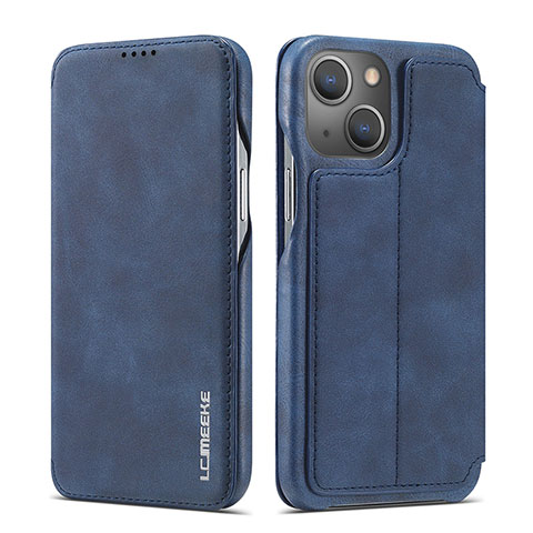 Handytasche Stand Schutzhülle Flip Leder Hülle LC1 für Apple iPhone 14 Blau