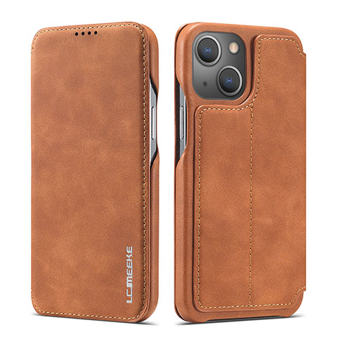 Handytasche Stand Schutzhülle Flip Leder Hülle LC1 für Apple iPhone 14 Braun