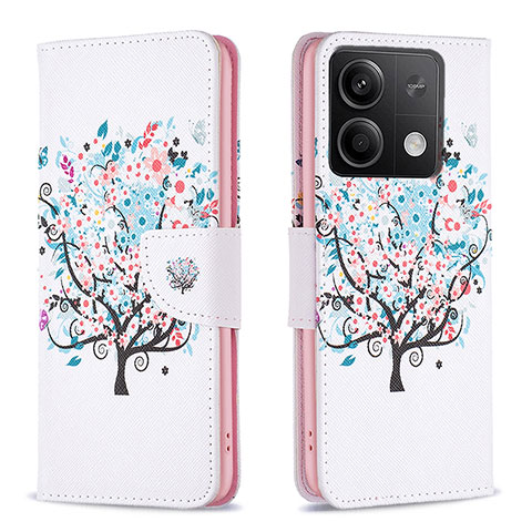 Handytasche Stand Schutzhülle Flip Leder Hülle Modisch Muster B01F für Xiaomi Redmi Note 13 5G Weiß